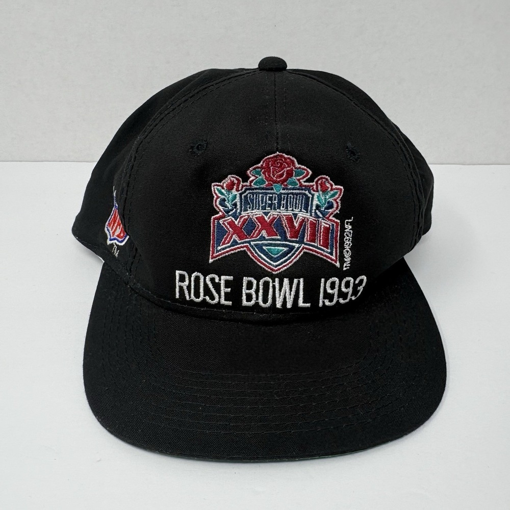 Vintage 1993 Rose Bowl XXVII Snapback Hat Team NFL Black Made Korea
